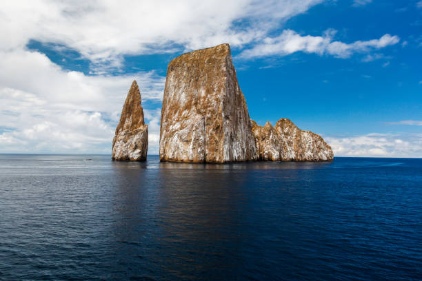 Sharp rock or islet called León Dormido, near the coast of San Cristobal Island, Galapagos